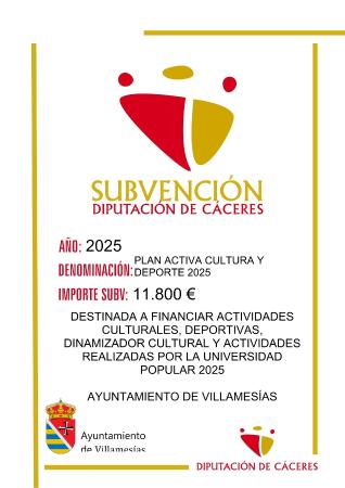 Imagen SUBVENCIONES - PLAN ACTIVA CULTURA Y DEPORTE 2025